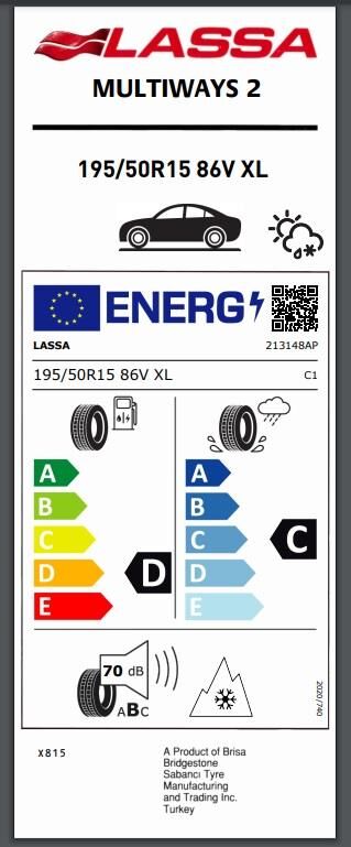 195/50R15 86V XL MULTIWAYS 2 LASSA
