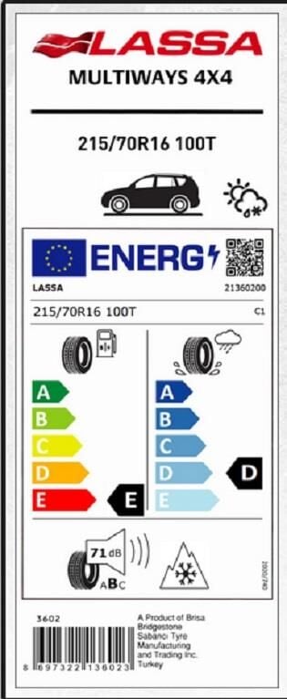 215/70R16 100T MULTİWAYS 4X4 LASSA