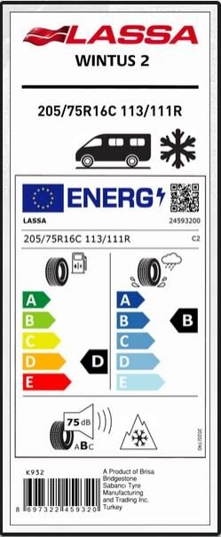 205/75R16 C 113/111R 10PR WINTUS 2 LASSA