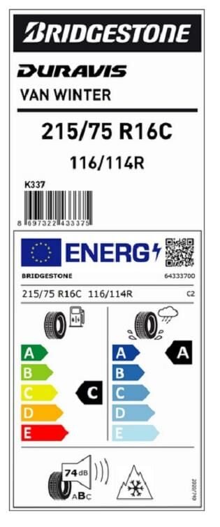 215/75R16 C 116/114R DURAVIS VAN WINTER BRIDGESTONE