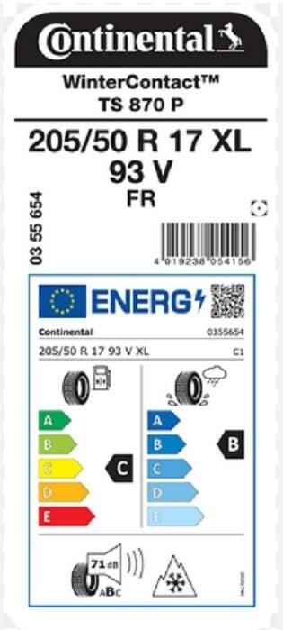 205/50R17 93V XL TS870P CONTİNENTAL