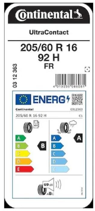 205/60R16 92H FR UC CONTİNENTAL