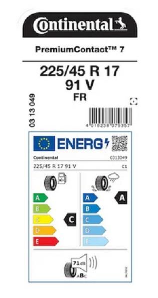 225/45R17 91Y PREMIUM CONTACT 7 FR CONTİNTAL