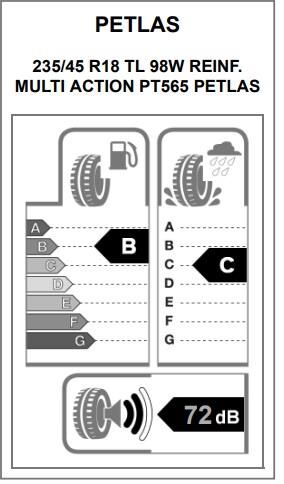 235/45R18 TL 98W REINF. MULTI ACTION PT565 PETLAS
