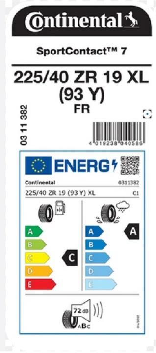 225/40R19 ZR (93Y) SPORT CONTACT 7 XL FR CONTİNENTAL