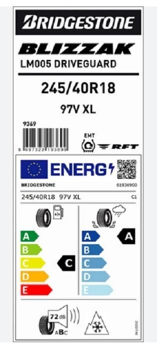 245/40R18 97V XL LM005 DRIVEGUARD RFT BRIDGESTONE
