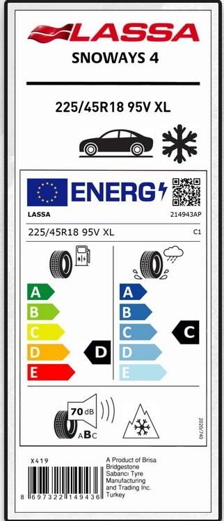 225/45R18 95V XL SNOWAYS 4 LASSA