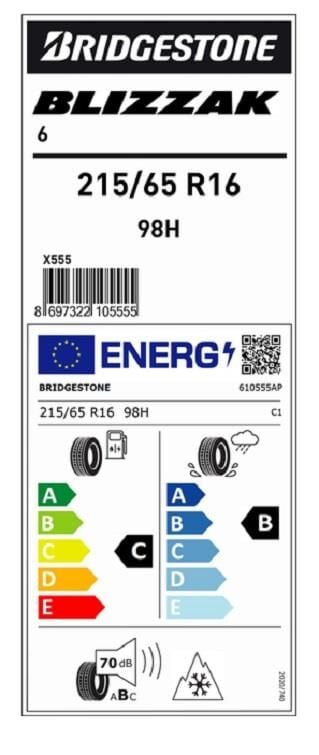 215/65R16 98H BLIZZAK 6 BRIDGESTONE